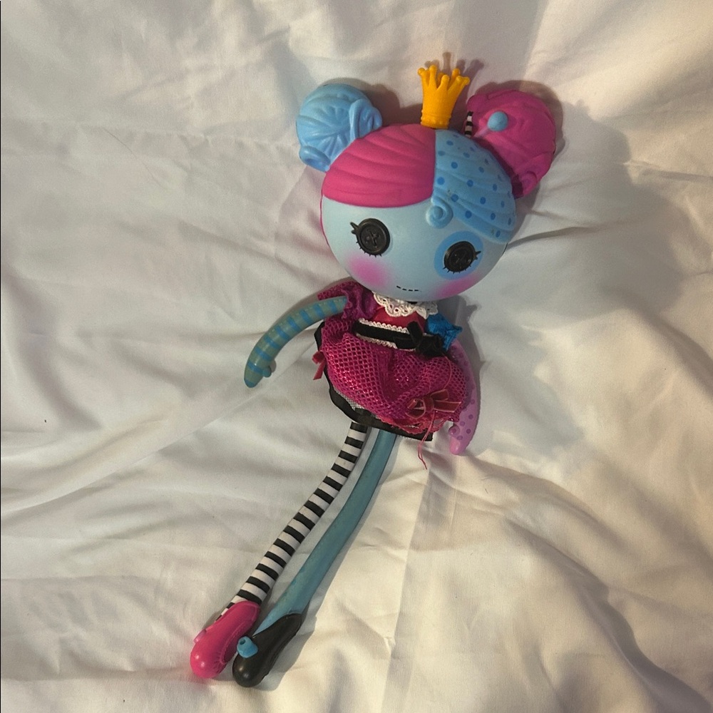 La la loopsy  princess anise doll& her blue pet cat. About 15” T w/ orange crown